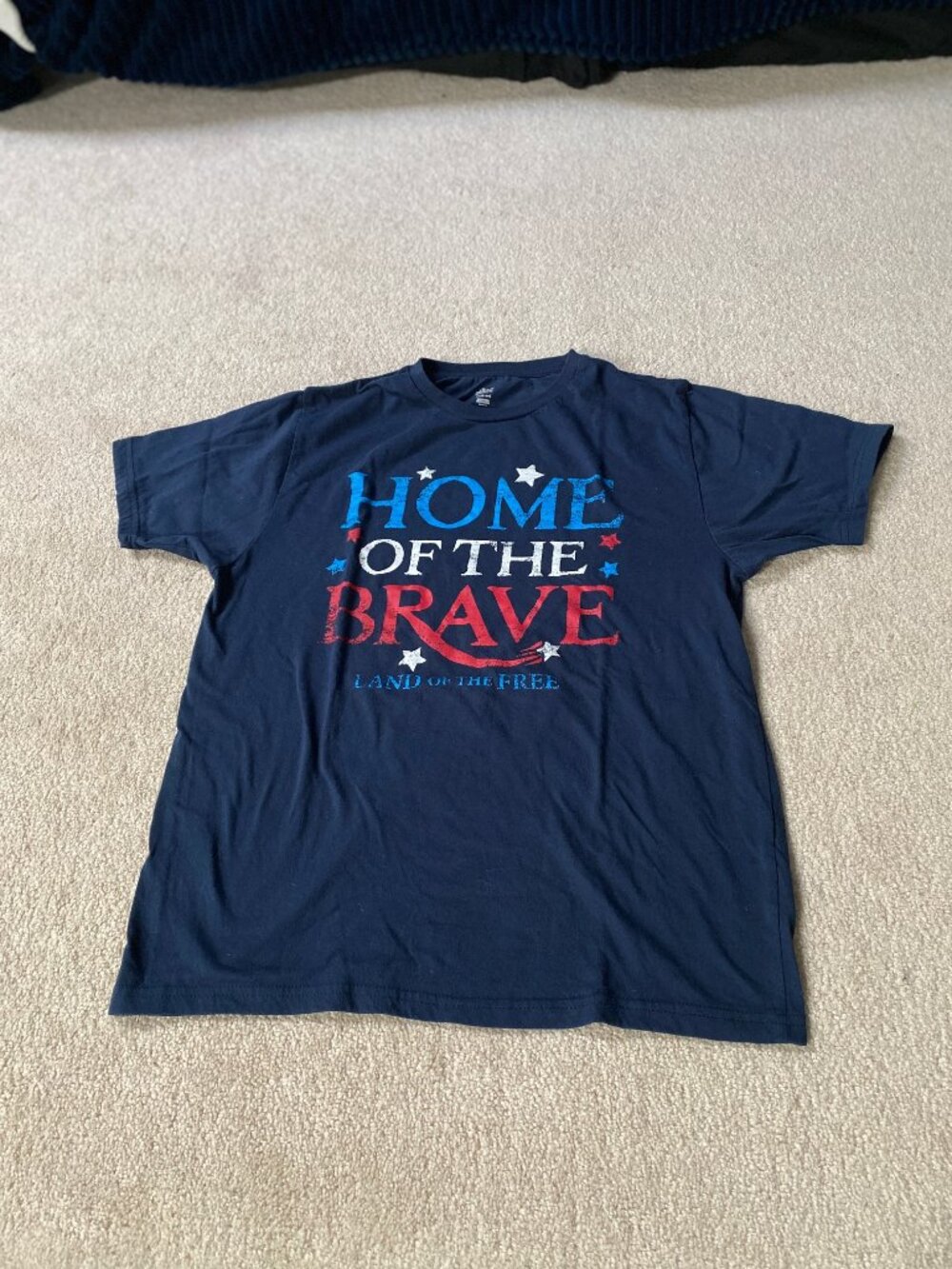 Men's NEW Tee Shirt 250 Year Anniversary Home of the Brave .. Navy Blue Medium